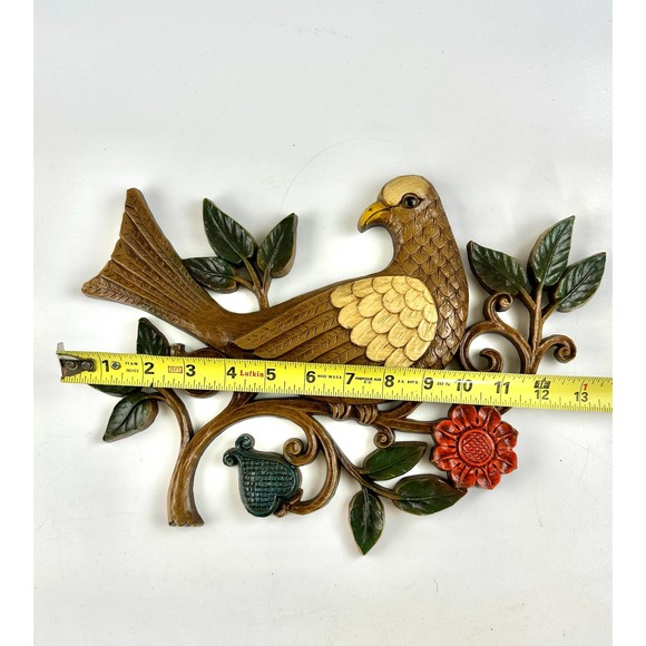 Vintage 1966 Syroco Bird Wall Hanging Flower Vines Plastic Mid Century - Picture 6 of 8
